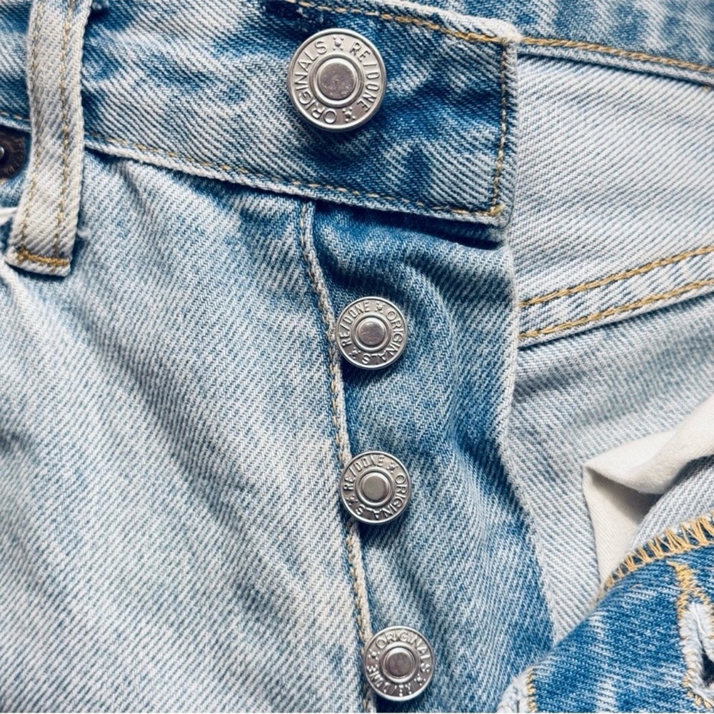 RE/DONE 90s High Rise Distressed Straight Leg Jeans Breezy Indigo Size 23 - Picture 5 of 10